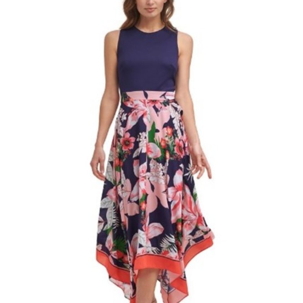 NWT Vince Camuto Handkerchief Hem Midi Dress - Size 8